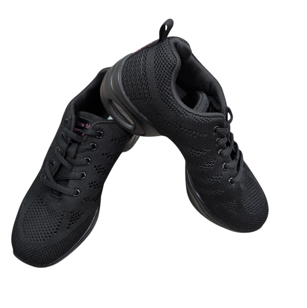 Slow Man Athletic Sneakers, Black Lace Shoes, Women's Size 7